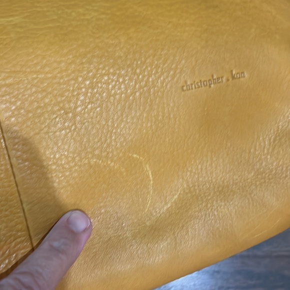 Handbag by Christopher Kon, Butterscotch leather. 15.5” w, 14.25” l, 1” d, - Picture 4 of 11